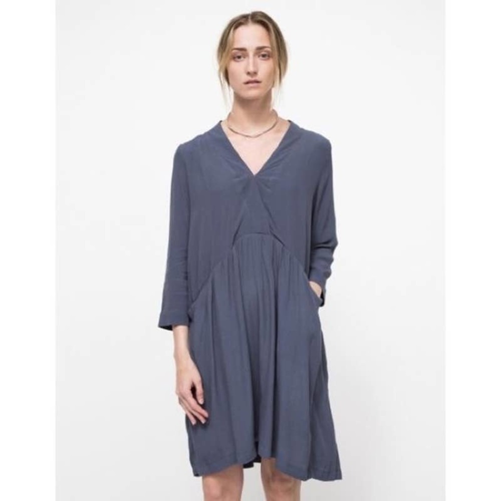 Just Female Lola Drop Waist Flowy Mini Dress Blue